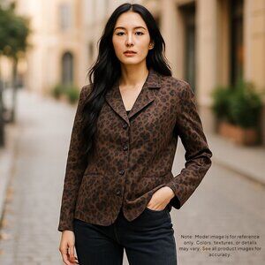 MHM Melissa Harper Women's Lined Leopard Print Jacket Sz 18